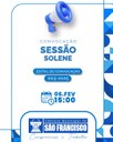 A Câmara Municipal de São Francisco-PB convoca todos os vereadores para a Sessão Solene de Abertura do Primeiro Período da Primeira Sessão Legislativa da Oitava Legislatura. A Câmara Municipal de São Francisco-PB convoca todos os vereadores para a Sessão Solene de Abertura do Primeiro Período da Primeira Sessão Legislativa da Oitava Legislatura.